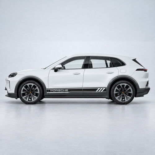Pegatina adhesiva de vinilo lateral con franjas estilo racing para Porsche Cayenne eléctrico