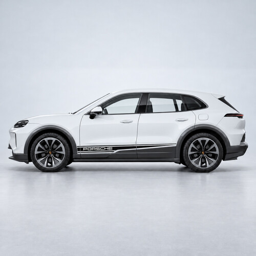 Calcomanía adhesiva de vinilo con franjas de contorno para el lateral del Porsche Cayenne eléctrico