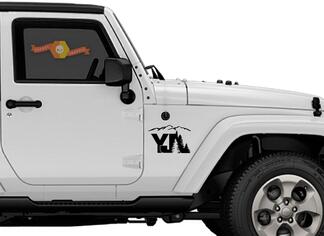 2 de Jeep YJ árbol montaña Calcomanía Wrangler Calcomanías Pegatinas Logotipo elegir color