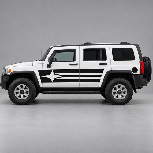 Calcomanía de vinilo lateral con dirección de brújula para Hummer H3 2009_1