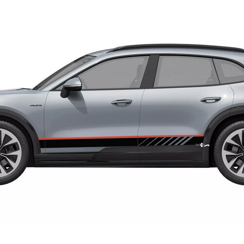 Adhesivo de vinilo con franjas dobles de competición para el panel lateral de Porsche Cayenne Eléctrico