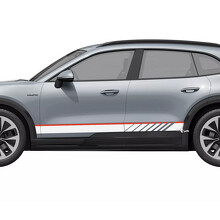 Adhesivo de vinilo con franjas dobles de competición para el panel lateral de Porsche Cayenne Eléctrico_2