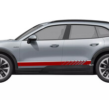 Adhesivo de vinilo con franjas dobles de competición para el panel lateral de Porsche Cayenne Eléctrico_3