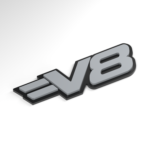 Emblema acrílico 3D de barra partida V8_1