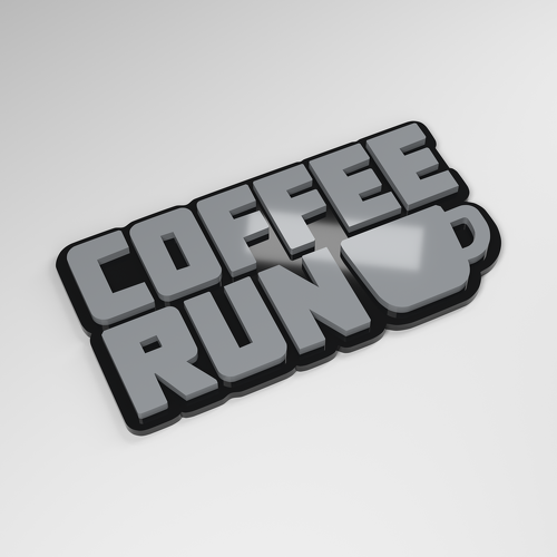 Insignia de Coche Acrílico 3D Coffee Run_1