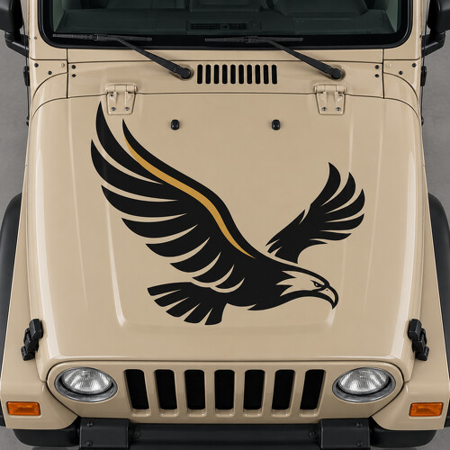 Adhesivo de vinilo con diseño de águila en banca deportiva TJ para capó de Jeep Wrangler 2006