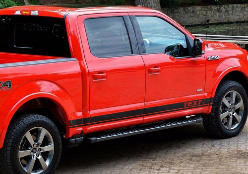 Pegatina de vinilo con texto personalizado y rayas de doble contorno para paneles laterales de Ford F-150