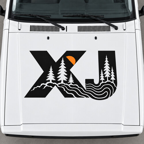 Pegatina adhesiva de vinilo con letras Forest XJ Sport para capó de Jeep Cherokee 1999_1