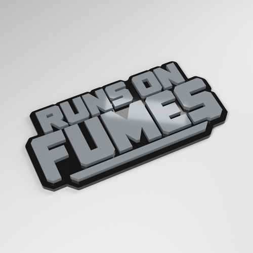 Emblema para coche en acrílico 3D Runs on Fumes_1