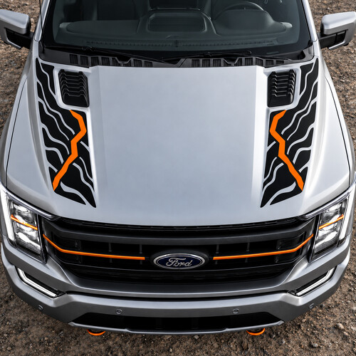 Pegatina de vinilo para capó con contorno de falla para Ford F-150 Tremor 2021_1