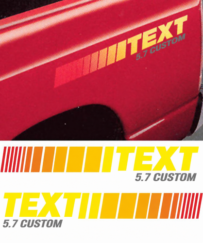 Texto Personalizado Kit de Franjas Estroboscópicas 5.7 Vinilo Adhesivo para Lateral de Cama para Dodge Ram 1500