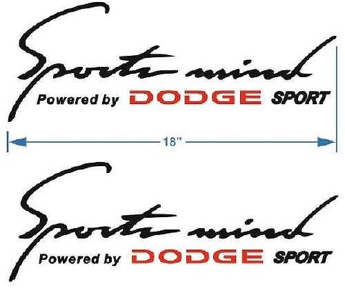 2 Sports Mind Powered by DODGE Calcomanía de 18 pulgadas