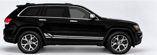 Kit de adhesivos de vinilo con 2 franjas laterales y acentos traseros escalonados para Jeep Grand Cherokee