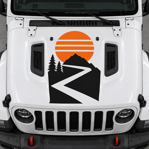 Adhesivo vinilo para capó Switchback Sundisc para Jeep Wrangler Unlimited Rubicon JL 2018–2026_1