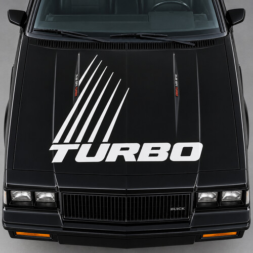 Pegatina de vinilo con franjas de rieles turbo para capó Buick Regal Grand National G-Body 1984–1987_1
