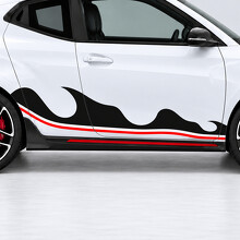 Calcomanía de vinilo con franjas de peine de triple onda para puerta lateral Hyundai Veloster N JS 2019–2022_2