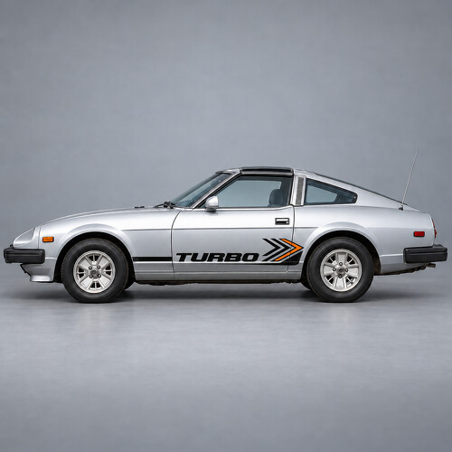 Pegatina de vinilo con franjas en forma de cheurón Turbo para la puerta lateral del Datsun 280ZX Turbo S130 Coupé T-Top de dos plazas 1982