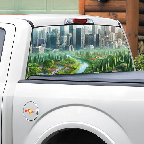 Calcomanía para ventana trasera City vs Nature, pegatina para camioneta, SUV y coche
