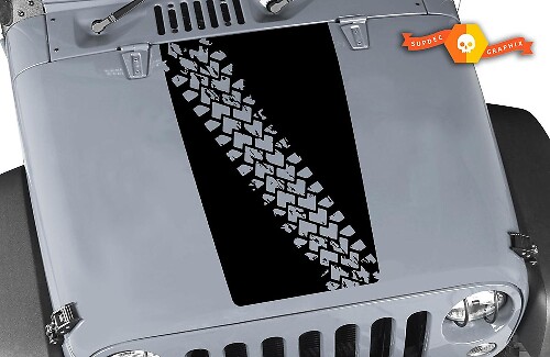 Calcomanía de vinilo para capó con efecto blackout en pista de neumáticos para Jeep Wrangler