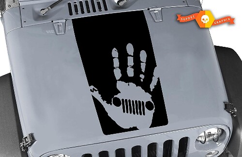 Vinilo adhesivo para capó con diseño de parrilla en forma de huella negra para Jeep Wrangler