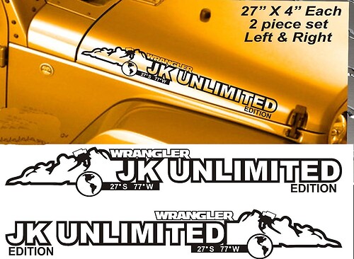 Calcomanía de vinilo para capó JL Unlimited Edition para Jeep Wrangler