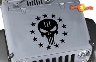 Calcomanía de vinilo para capó de Jeep Wrangler Punisher III, 20.0 x 20.0 in
