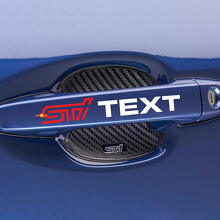 Juego de calcomanías de vinilo con texto personalizado para manijas de puerta estilo STI para Subaru 5