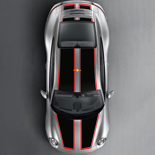 Rayas de troncal de techo de campana de doble carrera para modelos Porsche 911
