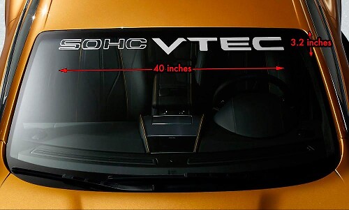 Calcomanía de vinilo SOHC VTEC para parabrisas de coches Honda