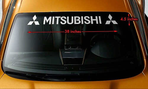 Vinilo adhesivo con pancarta para parabrisas Mitsubishi & logo para coches Mitsubishi