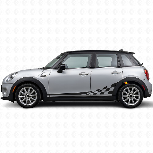 Kit de calcomanías de vinilo con franjas laterales de bandera a cuadros para Mini Cooper F56