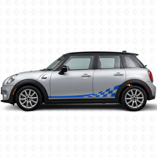 Kit de calcomanías de vinilo con franjas laterales de bandera a cuadros para Mini Cooper F56_2