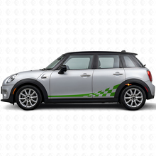 Kit de calcomanías de vinilo con franjas laterales de bandera a cuadros para Mini Cooper F56_3
