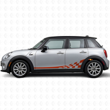 Kit de calcomanías de vinilo con franjas laterales de bandera a cuadros para Mini Cooper F56_4