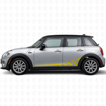 Kit de calcomanías de vinilo con franjas laterales de bandera a cuadros para Mini Cooper F56_5