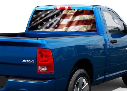 Etiqueta engomada de la etiqueta de la ventana trasera de la bandera estadounidense patriótica Camioneta SUV Coche