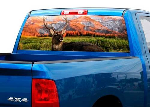 Ciervos montañas naturaleza ventana trasera calcomanía pegatina camioneta SUV coche