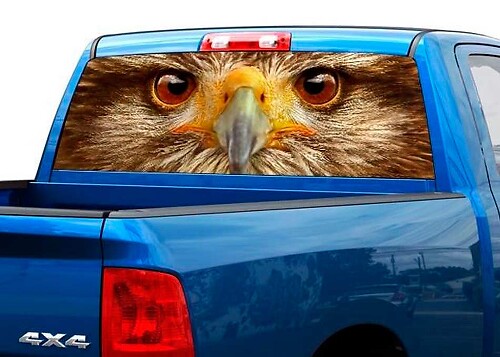 Calcomanía de vinilo para ventana trasera Eagle Face para camionetas y SUVs