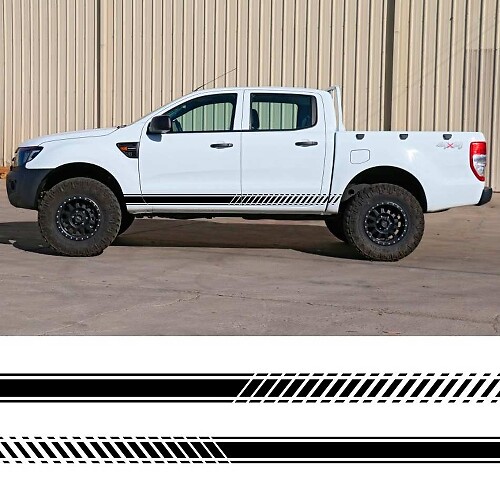Adhesivo de vinilo gráfico con franja lateral degradada de 2 piezas para Ford ranger 2012 - 2020