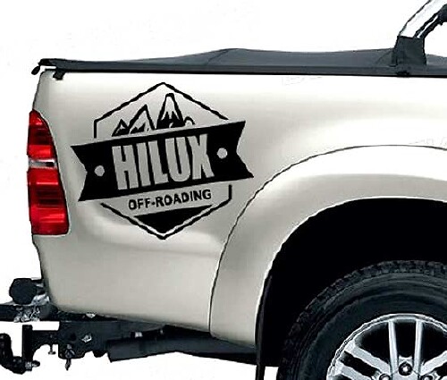 2 PC PEGATINA TRASERA hilux off road CALCOMANÍA PARA TOYOTA HILUX calcomanías insignias que detallan la etiqueta