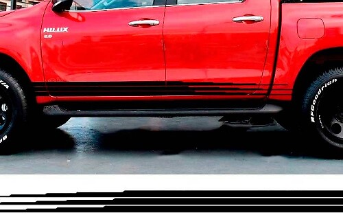 Kit de adhesivos de vinilo con franjas laterales de triple estrechamiento para Toyota Hilux