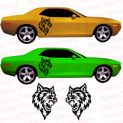Custom Cat Head Door Graphic Pair Puerta Adhesivo de vinilo para Dodge Challenger