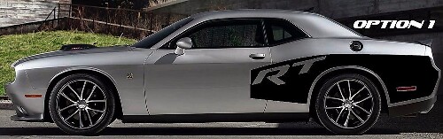 Juego de calcomanías de vinilo de franjas laterales estilo Wide RT para la caja de Dodge Challenger