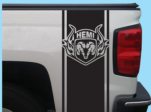 Vinilo adhesivo de raya lateral trasera estilo Hemi para Dodge Ram