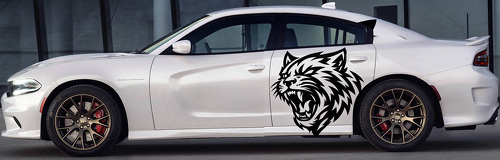 Vinilo adhesivo personalizado con cabeza de gato para el lateral del Dodge Charger Hellcat 2015-2023