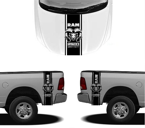 3X DODGE HOOD FENDER DECALS RAM HEMI 2500 1500 gráficos pegatinas de vinilo para el cuerpo