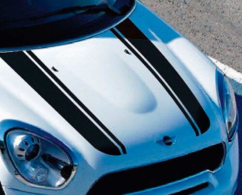 Calcomanía adhesiva de vinilo con franjas dobles de carreras para capó para MINI Countryman 2011-2015