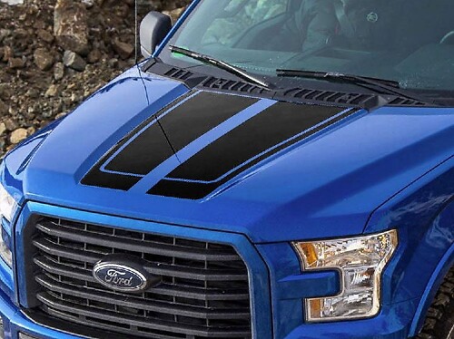 Ford F-150 2015-2016 F150 Calcomanía con franjas gráficas en el capó 5
