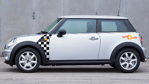 Calcomanías de vinilo para panel A con diseño de bandera a cuadros para Mini Cooper R55-59
