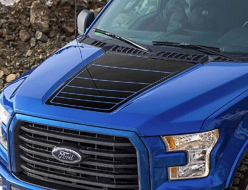 Calcomanía vinilo estilo blackout para capó de musclecar camioneta 2015-2016